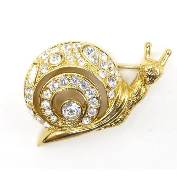 Swarovski Clear Crystal Rhinestone Goldtone Snail - Picture 11 of 11